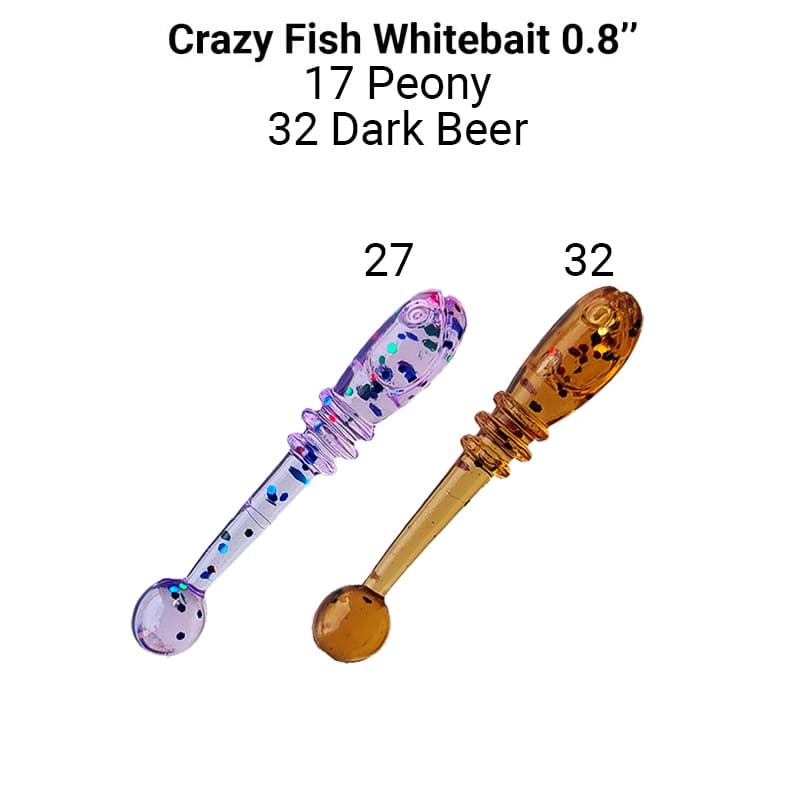 NEW CRAZY FISH WHITEBAIT 0.8" Soft Eatable Lures UV Lightning 20pcs Squid Smell