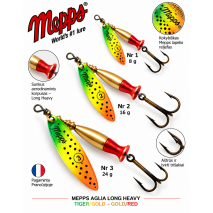 Sukriukė Mepps Aglia Long Heavy Tiger/Gold dots-Gold/Red