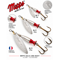 Sukriukė Mepps Aglia Long Heavy Silver-Silver/Red