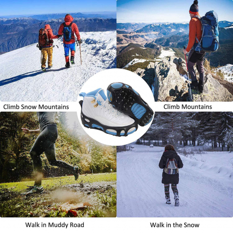 Non-Slip Shoe Ice Cleats with Spikes (Ice Crampon Type) Snow Shoes