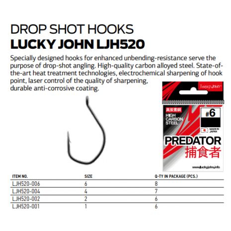 Drop Shot kabliukai Lucky John