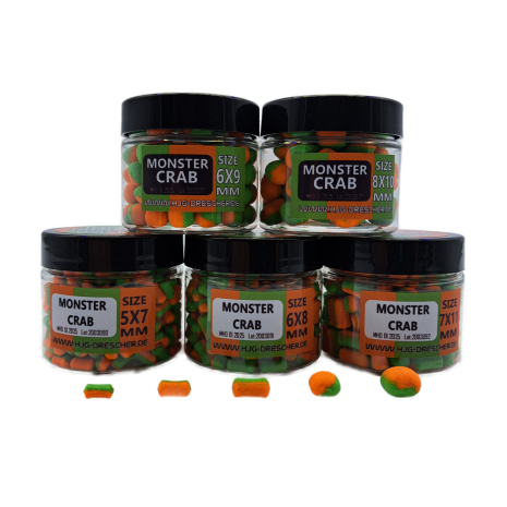 Gum Wafters masalai HJG Drescher 8x10 mm Orange / Green Crab (Krabas)